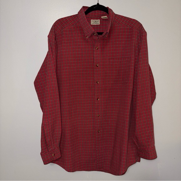 L.L. Bean Other - L.L. Bean Red Plaid Men's Button Down Shirt Large